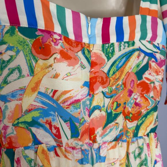 Flying Tomato Paradise Beach Mix Print Maxi Dress Beach Coastal Vacation S New - Picture 10 of 13